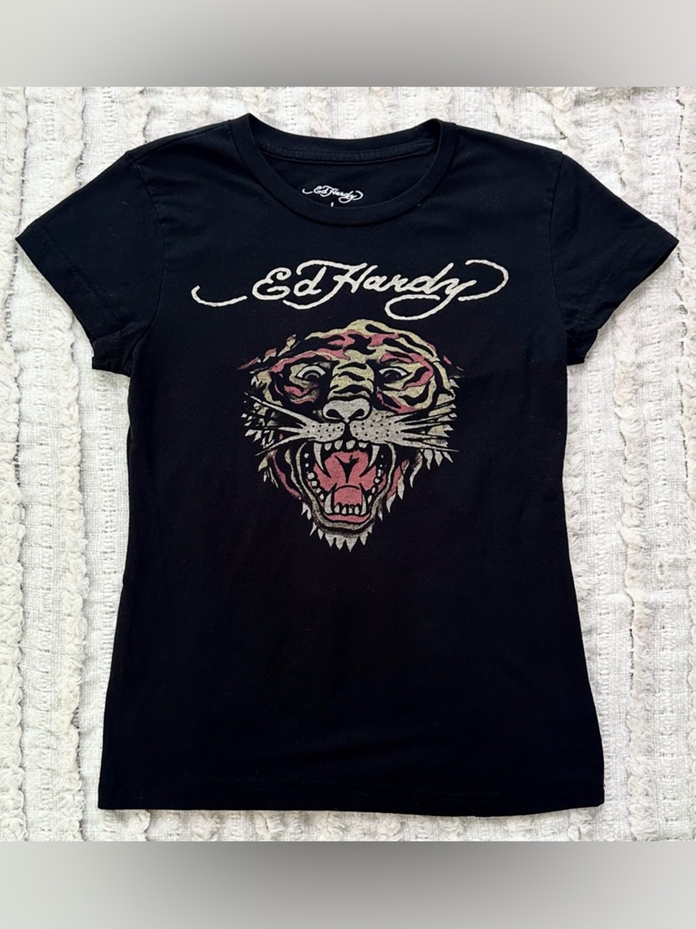 VINTAGE Y2K ED HARDY Tiger Head Graphic Baby Tee